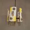 Mid-Century Yellow and White Curved Glass and Brass Ceiling Lamp 1