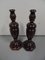 Antique English Wood Candleholders, Set of 2 1