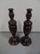 Antique English Wood Candleholders, Set of 2, Image 1