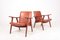 Patinierte Ledersessel von Hans J. Wegner für Johannes Hansen, 1950er, 2er Set 1