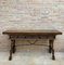 Early 20th Century Spanish Fold Out Console Table with Iron Stretcher & 3 Drawers 9