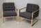 Italian Brass and Fabric Armchairs, 1950s, Set of 2 8