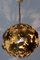 Lampada a sospensione floreale in metallo dorato, anni '60, Immagine 3
