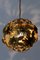 Lampada a sospensione floreale in metallo dorato, anni '60, Immagine 2