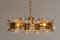 Gilded Chandelier with Ten Candlesticks and Five Screw Bulbs from Orrefors, 1970s 7