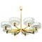 Large Brass Chandelier with Glass Shades from Doria, 1960s 2