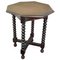 Tavolino o sgabello ottagonale antico in noce con gambe tornite, Immagine 1