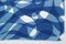Cordicella a più strati, monotipo bianco e blu, forme organiche, 2021, Immagine 5