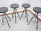 Leather & Metal Bar Stools, 1960s Set of 4 3