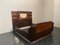 Rosewood and Walnut Bed and Bedside Tables with Cherub Carving by Ducrot, 1929, Set of 3 6
