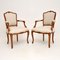 Vintage French Walnut Salon Side Chairs, Set of 2, Image 1