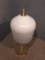 Tischlampe aus satinem Messing & großer gerippter Milchglas Lampe 10