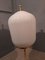 Tischlampe aus satinem Messing & großer gerippter Milchglas Lampe 5