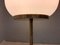 Tischlampe aus satinem Messing & großer gerippter Milchglas Lampe 13