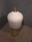 Tischlampe aus satinem Messing & großer gerippter Milchglas Lampe 8