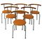 Brown Leather Dining Stools by Jerry Hellström, 1988, Set of 6 1