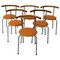 Brown Leather Dining Stools by Jerry Hellström, 1988, Set of 6, Image 1