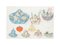 Inconnu, Vases en Porcelaine, Encre de Chine et Aquarelle, 1890s 1
