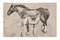 Germaine Nordmann - Horses - Original Ink and Watercolored Drawing - Mid-20th Century 1