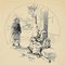 Georges Conrad, Figures Dans Le Paysage, Dessin au Plume, Début 20ème Siècle 1