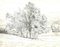 André Roland Brudieux - French Countryside - Pencil Drawing - 1960s, Image 1