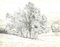 André Roland Brudieux - French Countryside - Pencil Drawing - 1960s, Immagine 1