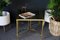 French Hollywood Revival Brass & Glass Coffee Table & D-Shaped Side Tables, 1970s, Set of 3 3