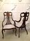 19th Century Victorian Mahogany Inlaid Armchairs, Set of 2 4