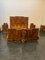 Lit et Tables de Chevet en Noyer avec Sculptures en Chérubin par Ducrot, 1920s, Set de 3 1
