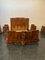 Walnut Bed and Nightstands with Cherub Carvings by Ducrot, 1920s, Set of 3 2