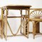 Juego de mesa y sillas de bambú y ratán, años 70, Imagen 6