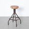 Industrial Stool with Leather Seat 1
