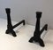 Gothic Style Cast Iron Andirons, 1950s, Set of 2 1