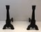 Gothic Style Cast Iron Andirons, 1950s, Set of 2 2