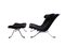 Black Leather Lounge Chair and Ottoman by Arne Norell for Arne Norell AB, 1960s, Set of 2 2