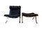 Black Leather Lounge Chair and Ottoman by Arne Norell for Arne Norell AB, 1960s, Set of 2 5