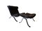 Black Leather Lounge Chair and Ottoman by Arne Norell for Arne Norell AB, 1960s, Set of 2 4