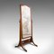 Antique Victorian English Walnut & Boxwood Cheval Mirror, Circa 1900 1