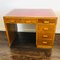 Desk with 5 Drawers & Red Leather Top, 1960s 1