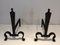 Steel and Wrought Iron Andirons, France, 1940s, Set of 2, Image 1