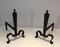 Steel and Wrought Iron Andirons, France, 1940s, Set of 2 2