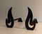 Steel and Wrought Iron Flame Andirons, France, 1970s, Set of 2 2