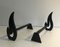 Steel and Wrought Iron Flame Andirons, France, 1970s, Set of 2 3