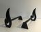 Steel and Wrought Iron Flame Andirons, France, 1970s, Set of 2, Image 3