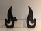 Steel and Wrought Iron Flame Andirons, France, 1970s, Set of 2 1