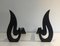 Steel and Wrought Iron Flame Andirons, France, 1970s, Set of 2, Image 4