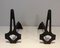 Steel and Wrought Iron Andirons, France, 1970s, Set of 2 1