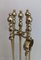 Neoclassical Style Brass Fireplace Tools on Stand, France, 1970s 1