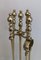 Neoclassical Style Brass Fireplace Tools on Stand, France, 1970s, Image 1