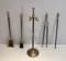 Brass and Black Lacquered Fireplace Tools on Stand, France, 1970s 4